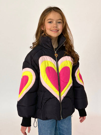 Lola + The Boys Outerwear Women's Electric Hearts Puffer