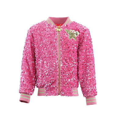 Lola + The Boys Outerwear Women's Glinda Sequin Ombre Bomber - Hot pink