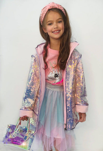 Lola + The Boys Outerwear Small Women's Paillette Magic Rain Jacket