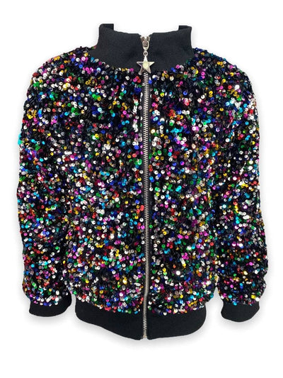 Lola + The Boys Outerwear Women's Shimmering Stardust Sequin Bomber