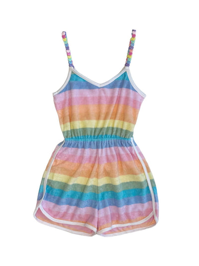 Lola + The Boys Pastel Ombré Beaded Hearts Romper