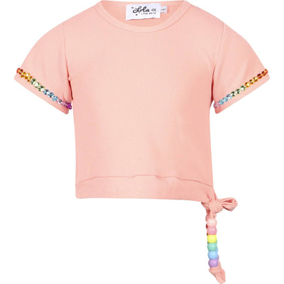 Lola + The Boys Peach Candy Beaded Short Set