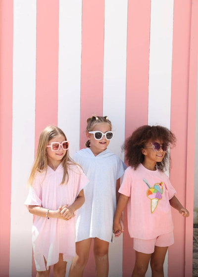 Lola + The Boys Peach Velour Ice Cream Short Set