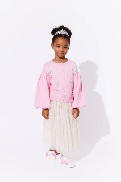 Lola + The Boys Pearl Bow Cardigan