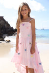 Lola + The Boys Pink 3D Rainbow Butterfly High Low Dress