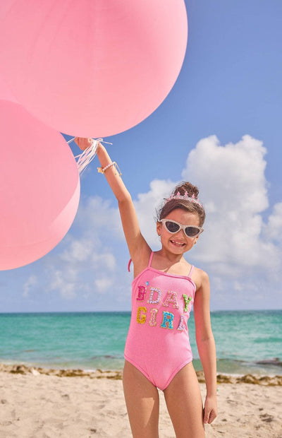 lola-spring Pink Birthday Girl Gem Swimsuit