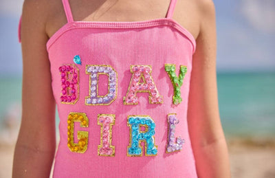 lola-spring Pink Birthday Girl Gem Swimsuit