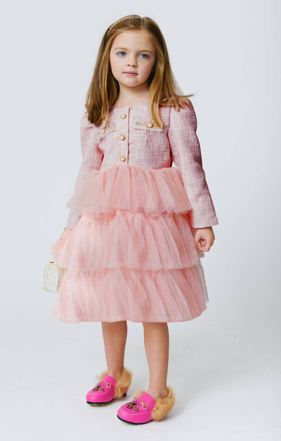 Lola + The Boys Pink Coco Tweed Dress