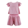 Lola + The Boys Pink Crystal Ruffle Short Set