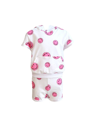 Lola + The Boys Pink Emoji Short Set