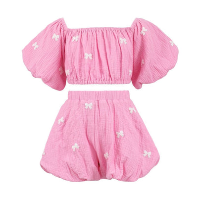 Lola + The Boys Pink Hailey Bow Set