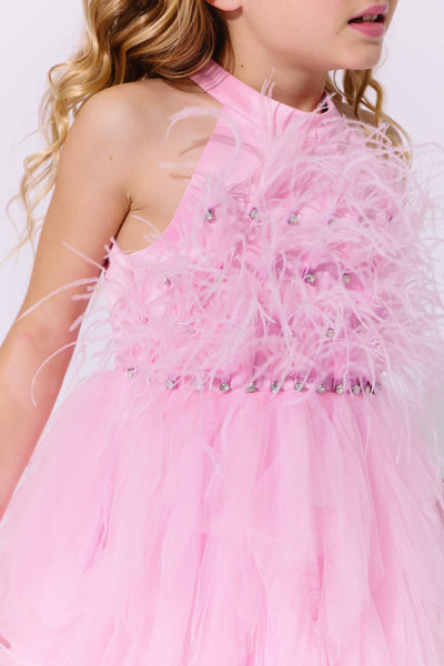 Lola + The Boys 2 Pink Princess Feather Dress