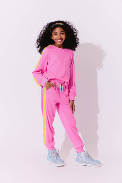 Lola + The Boys Pink Rainbow Sequin Set