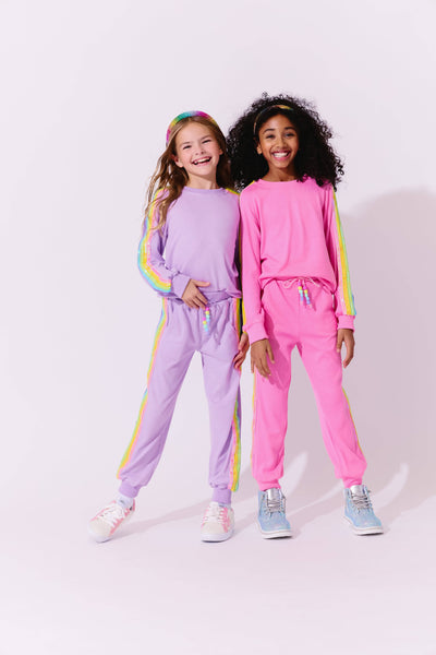 Lola + The Boys Pink Rainbow Sequin Set