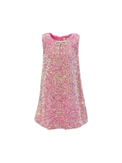 Lola + The Boys Pink Shimmer Bow Dress