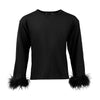 Lola + The Boys Black / 2 Pretty Feather Long Sleeve