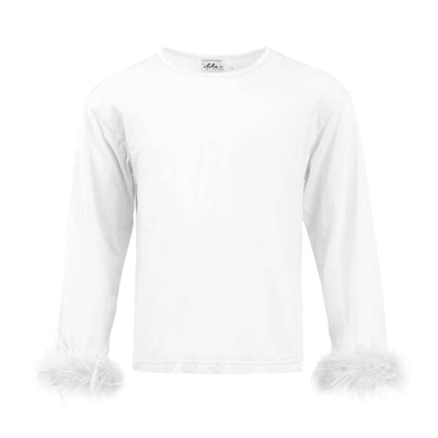 Lola + The Boys White / 2 Pretty Feather Long Sleeve