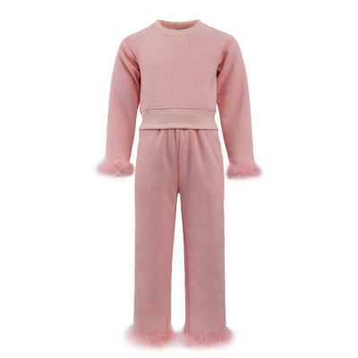 Lola + The Boys Pretty in Pink Feather Athletic Set