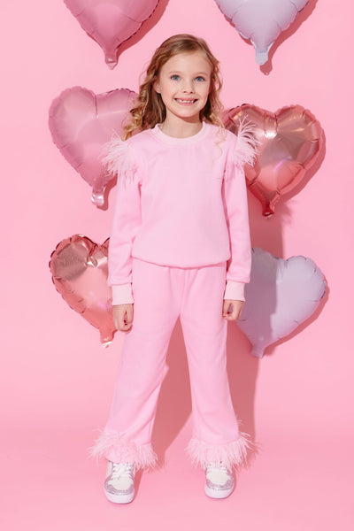 Lola + The Boys Pretty in Pink Feather Athletic Set