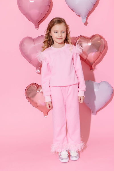 Lola + The Boys Pretty in Pink Feather Athletic Set