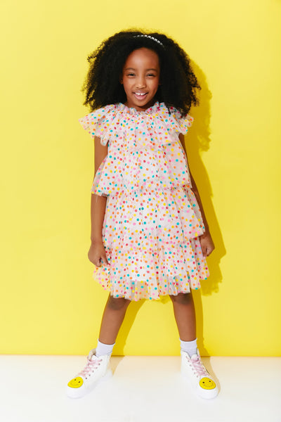 Lola + The Boys 2 Rainbow Confetti Tulle Dress