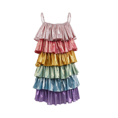 Lola + The Boys 2 Rainbow Metallic Tiers Dress