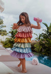 Lola + The Boys Rainbow Metallic Tiers Dress