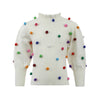 Lola + The Boys Rainbow Pompom Puff Sweater