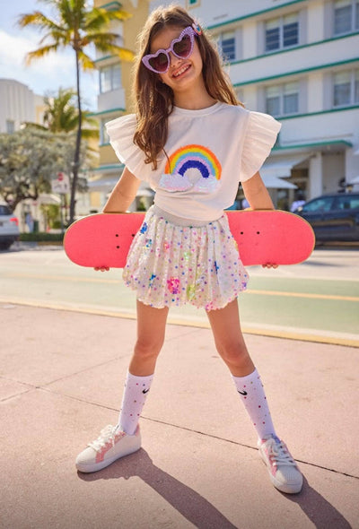 lola-spring Rainbow Ruffle T-shirt