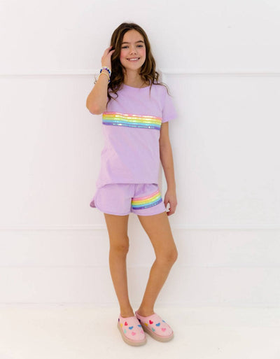 lola-spring Rainbow Sequin Short Set