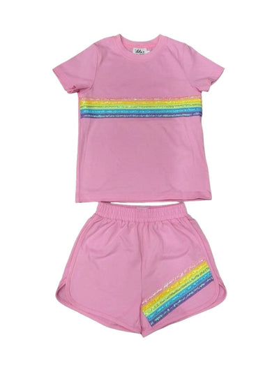 Lola + The Boys Rainbow Sequin Short Set