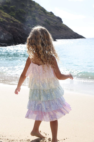 Lola + The Boys Rainbow Sequin Tiered Dress