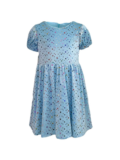 Lola + The Boys Rainbow Stars Velour Dress