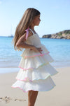 Lola + The Boys Rainbow Tiered Bow Dress