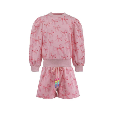 Lola + The Boys Ribbon Puff Sleeve Short Set