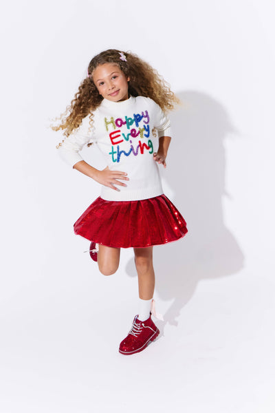 Lola + The Boys Scarlet Pleated Shimmer Skirt