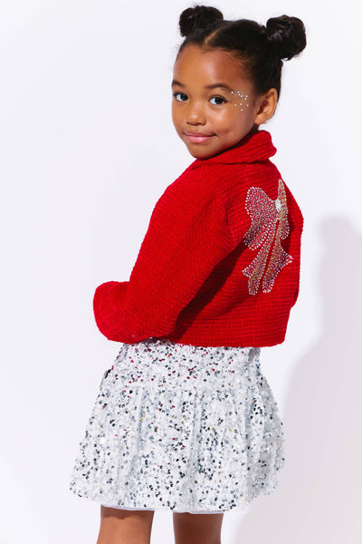 Lola + The Boys Scarlet Shimmer Bow Jacket