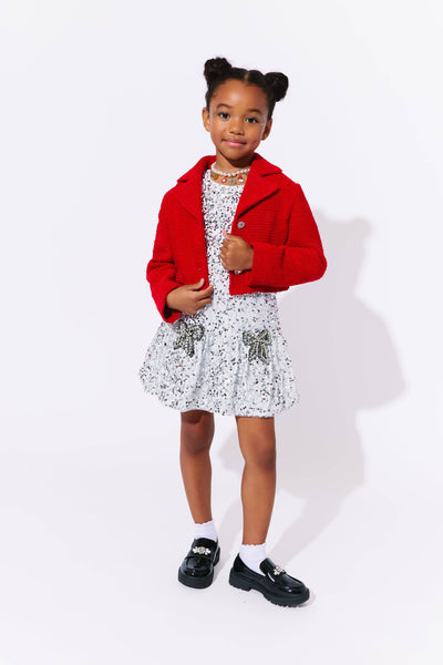 Lola + The Boys Scarlet Shimmer Bow Jacket