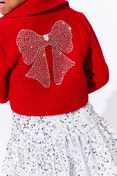 Lola + The Boys 2 Scarlet Shimmer Bow Jacket