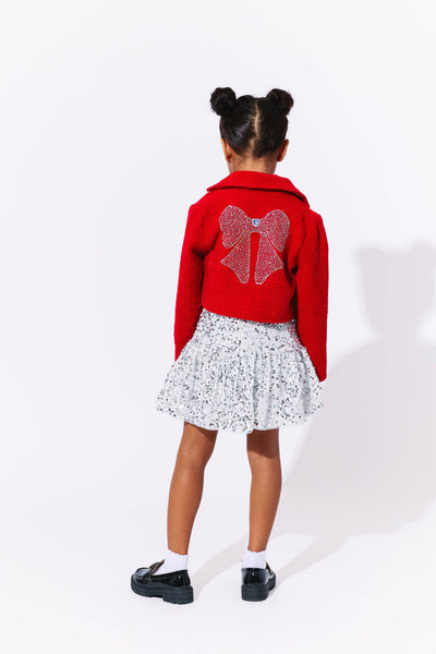 Lola + The Boys Scarlet Shimmer Bow Jacket