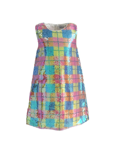 Lola + The Boys Sequin Checked Rainbow Tank Dress