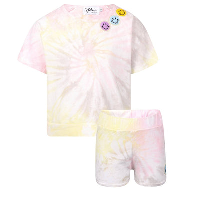 Lola + The Boys Set Happy Face Tie Dye Short Set