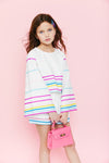 Lola + The Boys Set Rainbow Wave Short Set Pastel