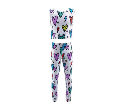 Lola + The Boys SET Women's Rainbow Hearts Athletic Set