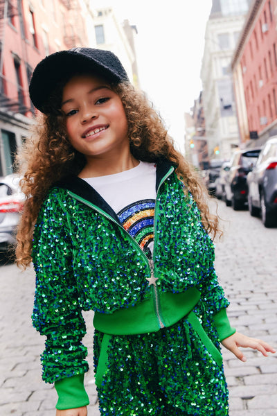 Lola + The Boys Sets Emerald Sparkle Sequin Set