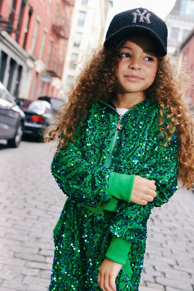 Lola + The Boys Sets Emerald Sparkle Sequin Set