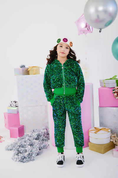 Lola + The Boys Sets Emerald Sparkle Sequin Set