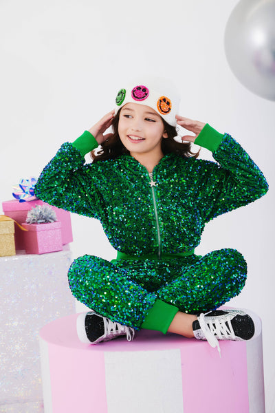 Lola + The Boys Sets Emerald Sparkle Sequin Set