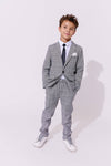 exclude-fall Sets Gray Plaid Piece Suit