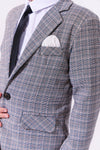 exclude-fall Sets Gray Plaid Piece Suit